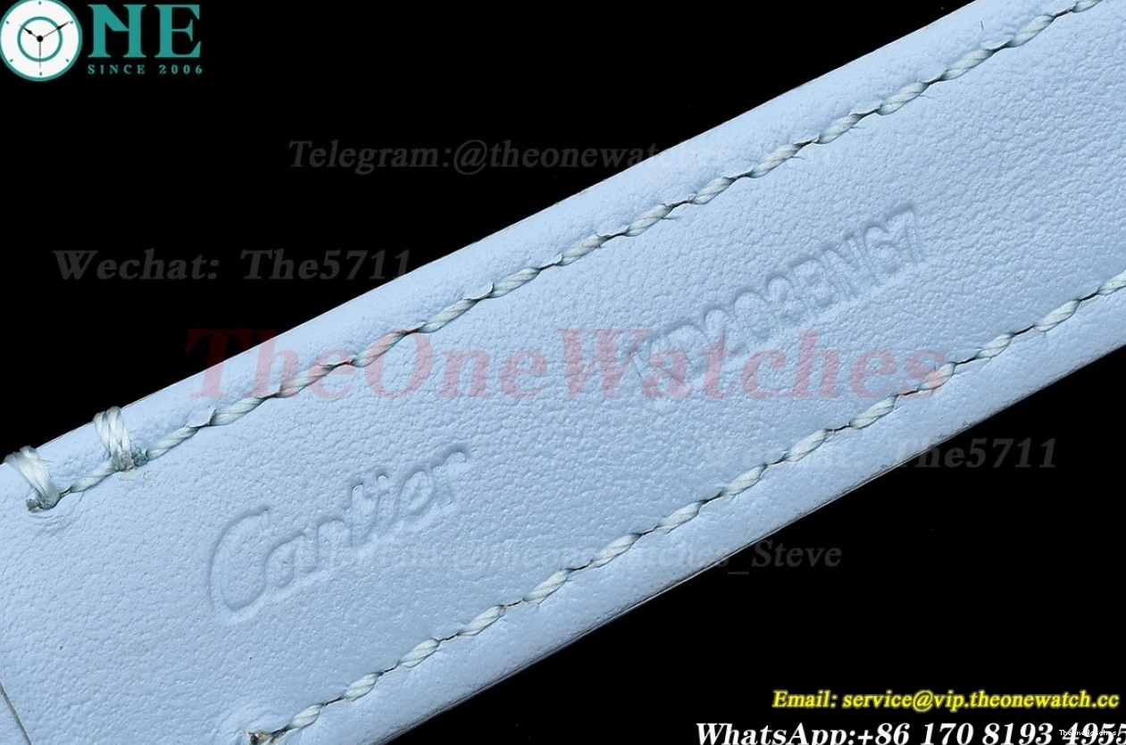 Quartz Leather White Strap LE Blue dial SS Small On Tank K11F Must 0330